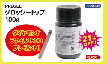 目玉商品 PREGEL グロッシートップ100g＋ダイヤモンドファイル付