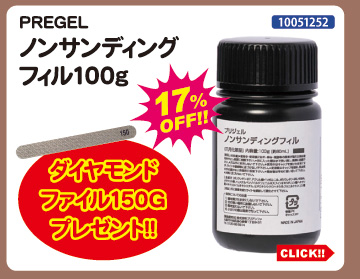 目玉商品 PREGEL ノンサンディングフィル100g プレゼント付