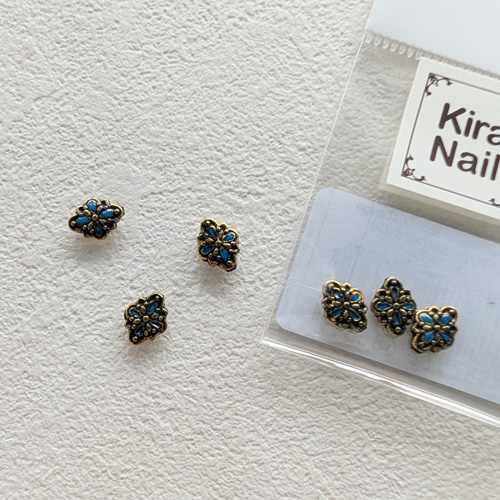 メキシカンランバスデザイン ゴールドブルー 3個