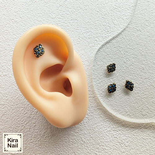 メキシカンランバスデザイン ゴールドブルー 3個