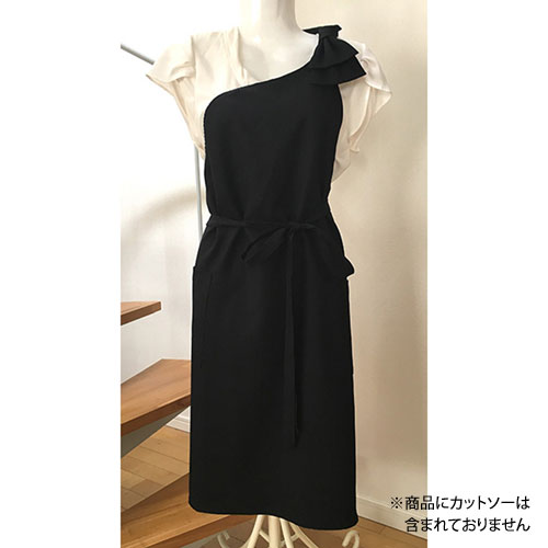 ワンショルダーリボンエプロン ブラック