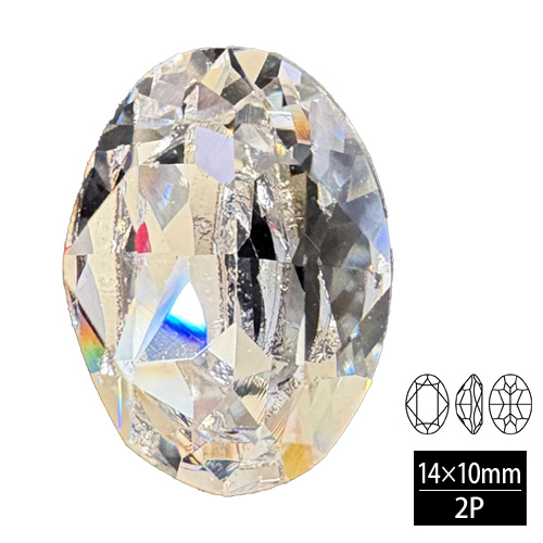 オーバル 14×10 クリスタル 2P